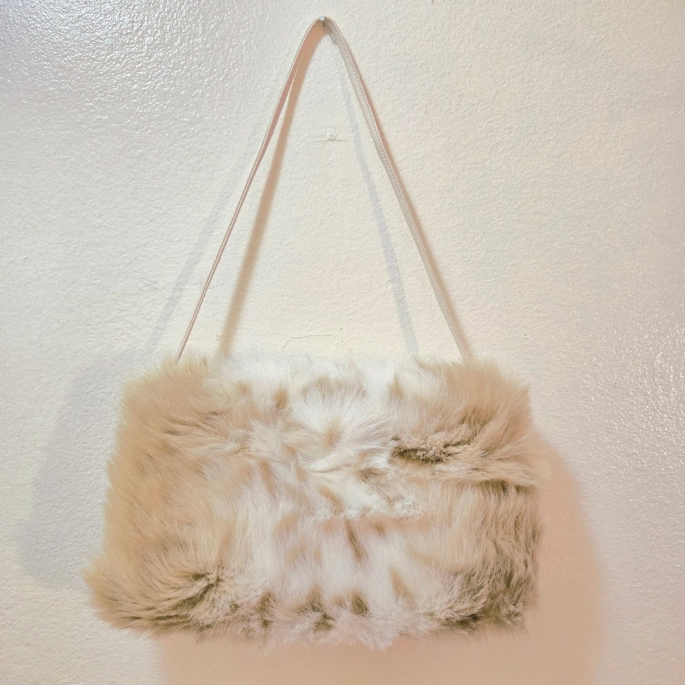 Terry Lewis Faux Fur small Hand BagClassic Luxuries Leather Trim, 2 pockets